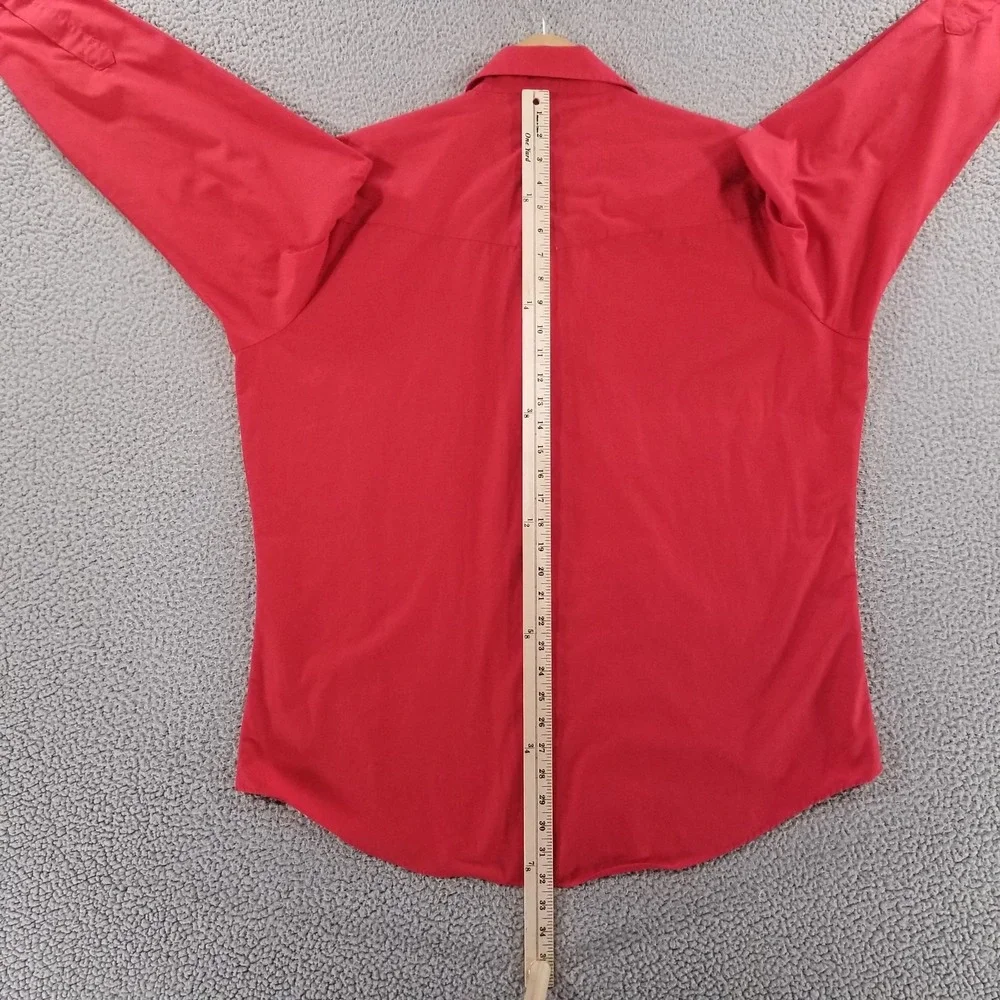 Ely Cattleman Shirt Mens 17.5 XL Red Fringe Pearl Snap Western Rodeo Cowboy
